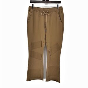 Valabasas Patchwork Raw Hem Crop Sweatpants in Nutmeg - Size Large